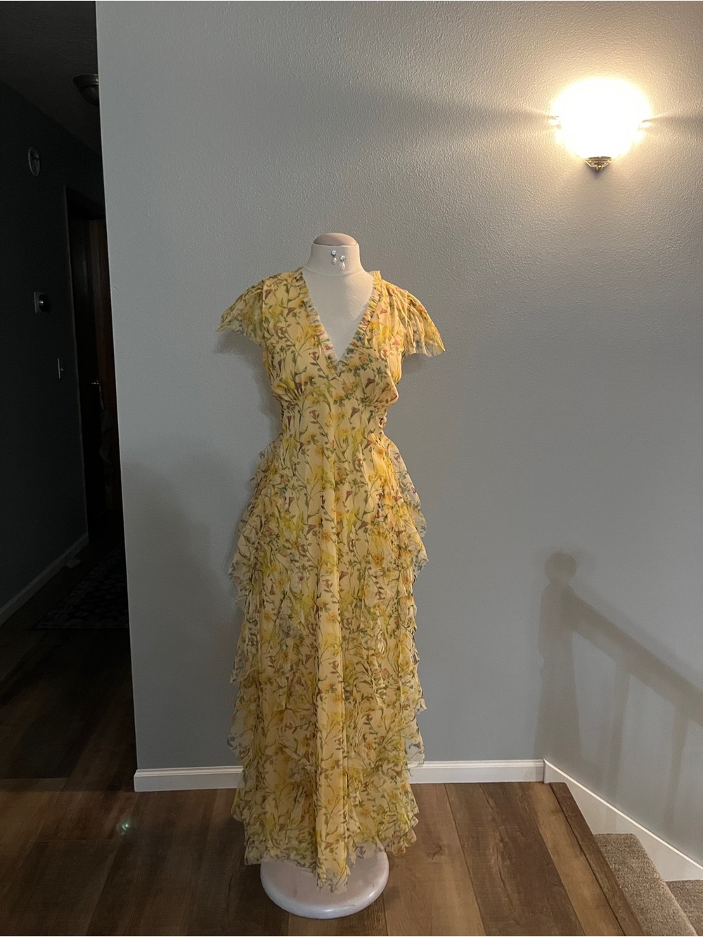 NEW WITH TAGS Cottage Core Yellow Maxi “Lace & Beads” dress